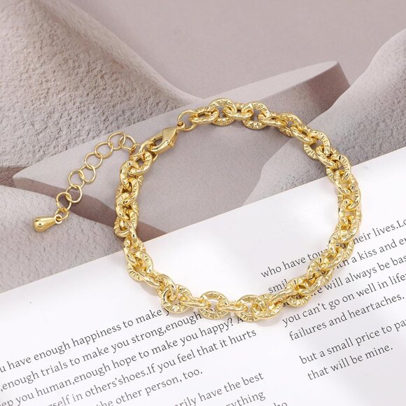 Gold 2 Italian Designer Inspired Rope Statement Chunky Bracelets for Women - Picture 4 of 5